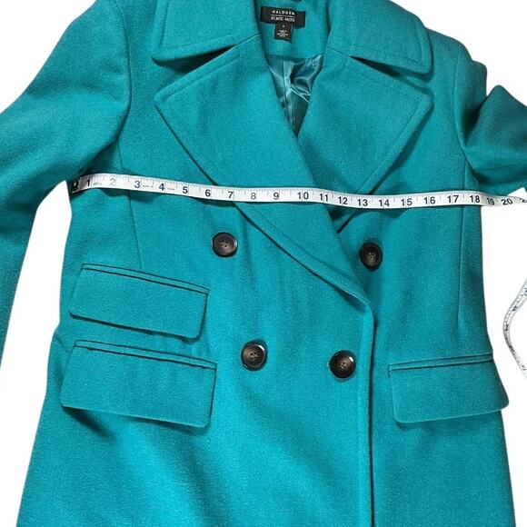 Halogen x Atlantic-Pacific Aqua Wool Blend Coat Size S | Double Breasted Chic - Picture 9 of 12